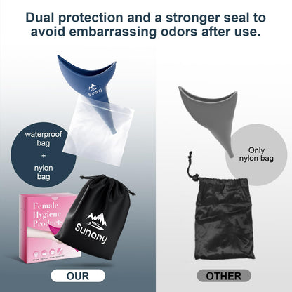 Female Urination Device,Reusable Silicone Female Urinal Foolproof Women Pee Funnel Allows Women to Pee Standing Up,Women's Urinal with Drawstring Bags is The Perfect Companion for Travel and Outdoor