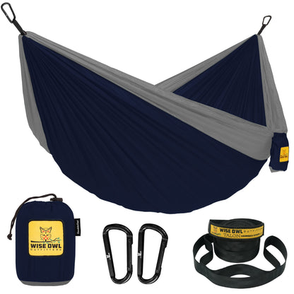 Wise Owl Outfitters Hammock for Camping Hammocks Gear for The Outdoors Backpacking Survival or Travel - Portable Lightweight Parachute Nylon - Up to 500lbs