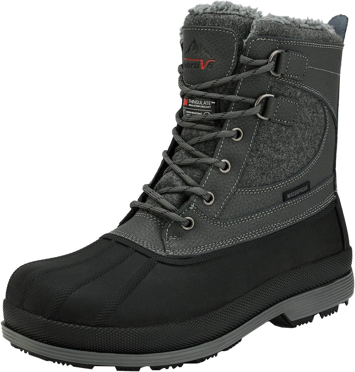 NORTIV 8 Men's Waterproof Winter Snow Boots | 200g Insulation Retains Heat to -25°F; Sealed Build Keeps Feet Dry; Rubber Outsole Boosts Grip AVENUE