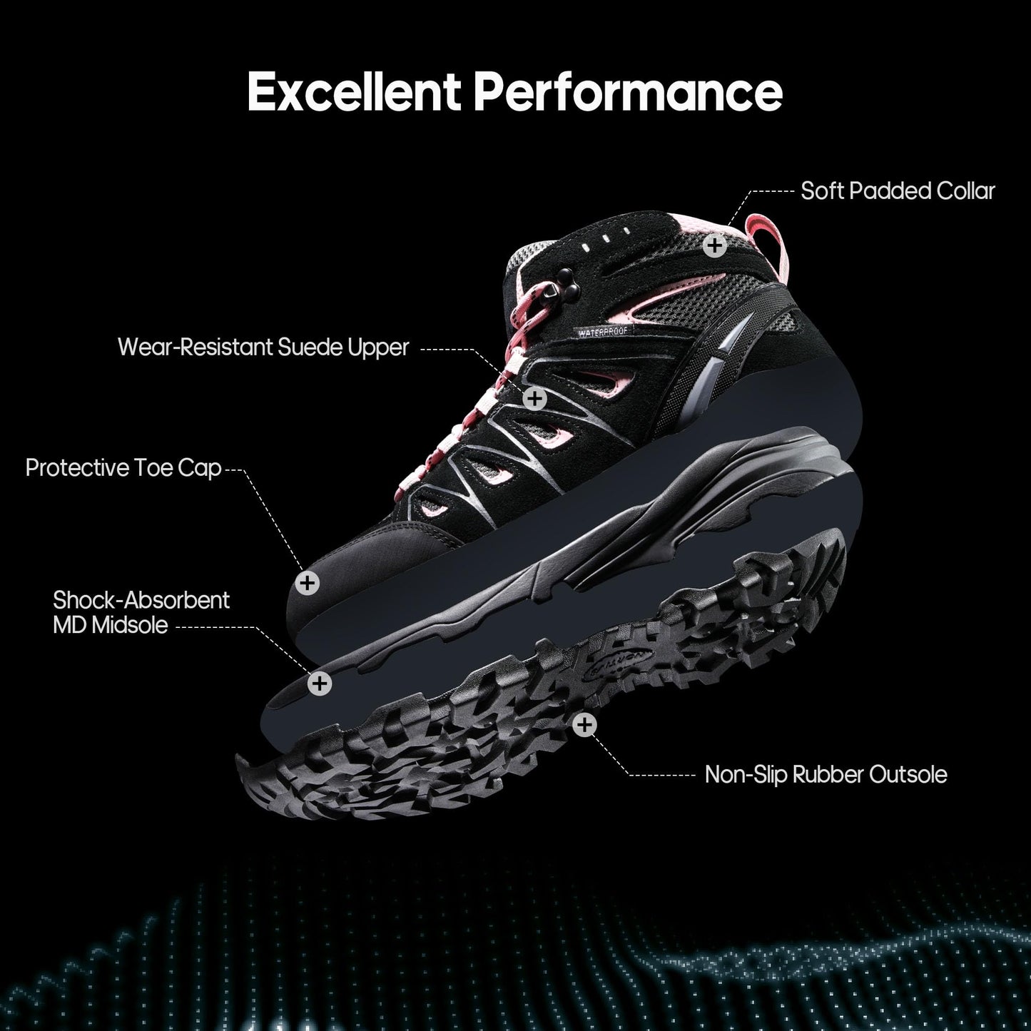 NORTIV 8 Women's Waterproof Hiking Boots Outdoor Trekking Camping Trail Hiking Boots