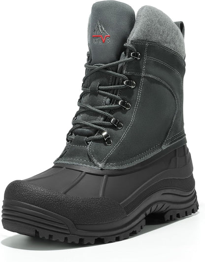 NORTIV 8 Men's Insulated Waterproof Winter Snow Boots TERREY | Sealed Build Keeps Feet Dry; Toe Cap Guards against Impacts; Rubber Outsole Boosts Grip
