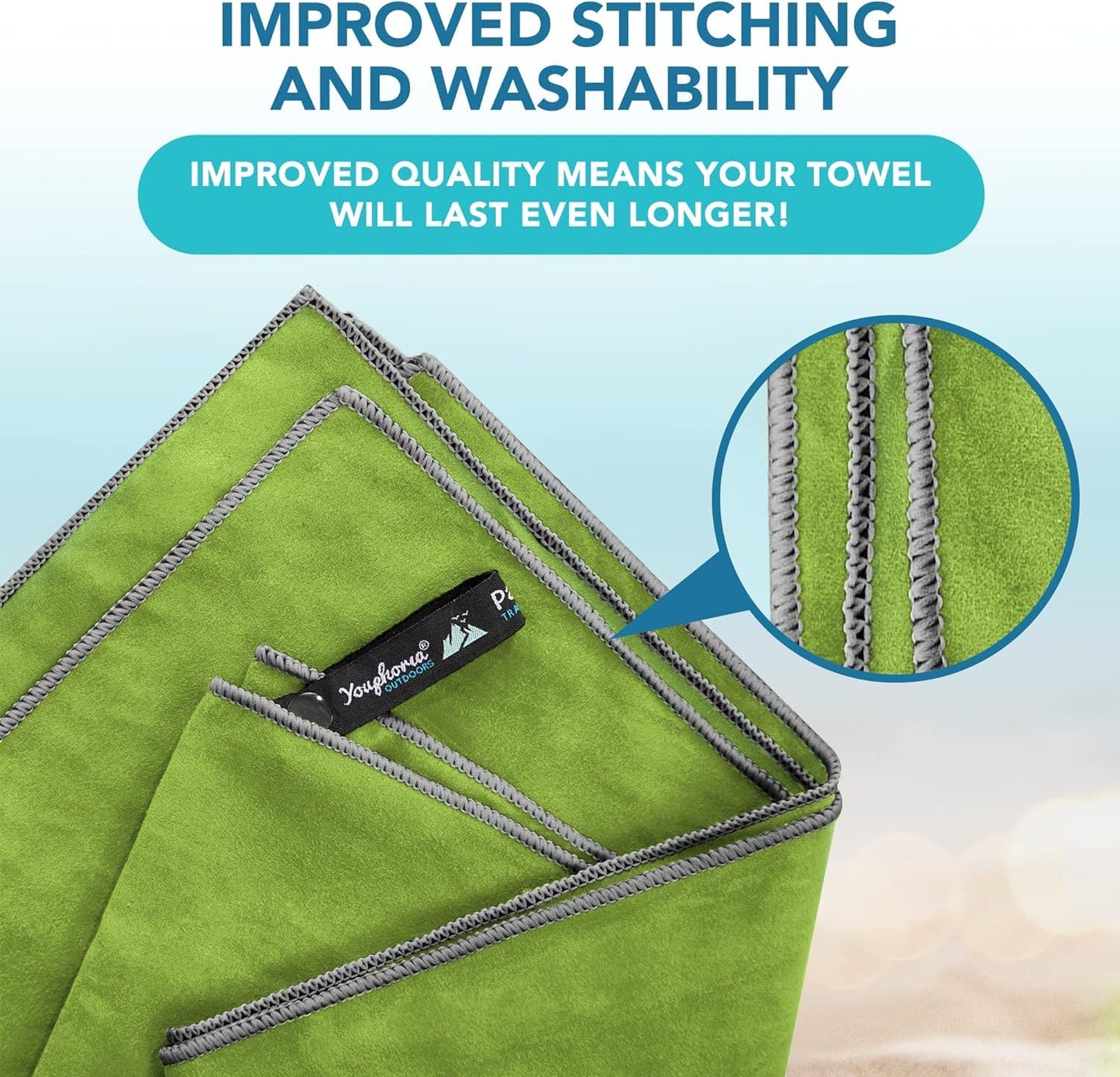 Youphoria Microfiber Travel Towel Fast Drying Lightweight - Quick Dry Towel for Camping, Beach, Backpacking, Hiking & Sport