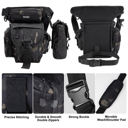 Jueachy Drop Leg Bag for Men Tactical Metal Detecting Thigh Pack with Water Bottle Pouch