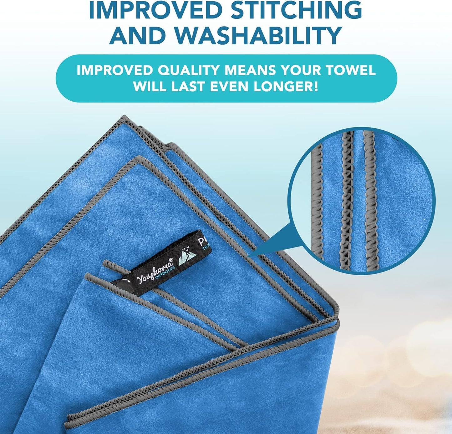 Youphoria Microfiber Travel Towel Fast Drying Lightweight - Quick Dry Towel for Camping, Beach, Backpacking, Hiking & Sport