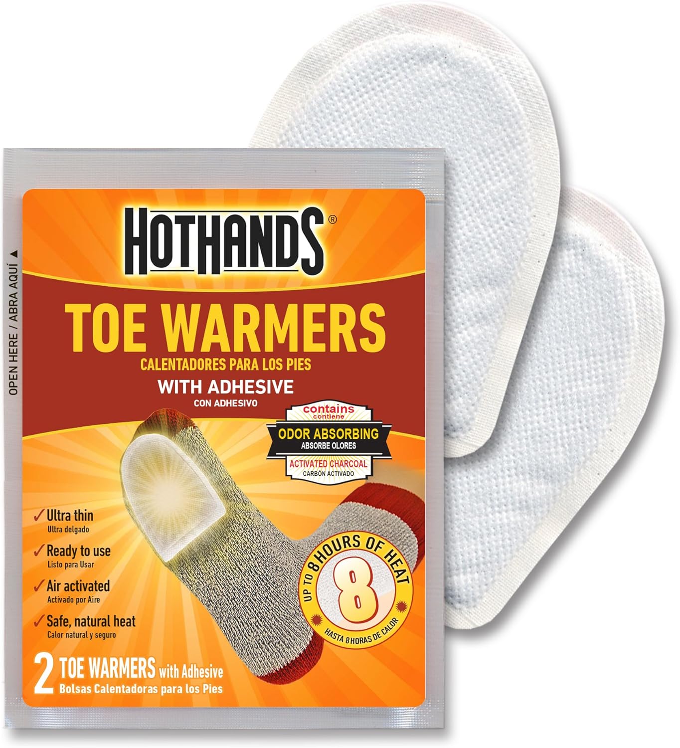 HotHands Toe Warmers - Long Lasting, Odorless, Air Activated - Up to 8 Hours of Heat - 20 Pair