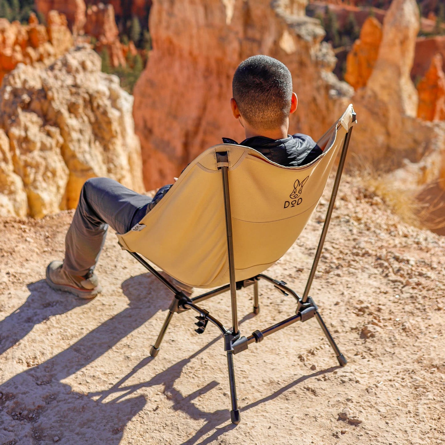 DOD Sugoi Chair - A Portable Camping and Backpacking Chair - Adjustable to The Ideal Height and Seating - Angle for Any Outdoor Activity - Black