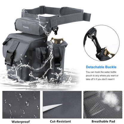 Jueachy Drop Leg Bag for Men Tactical Metal Detecting Thigh Pack with Water Bottle Pouch
