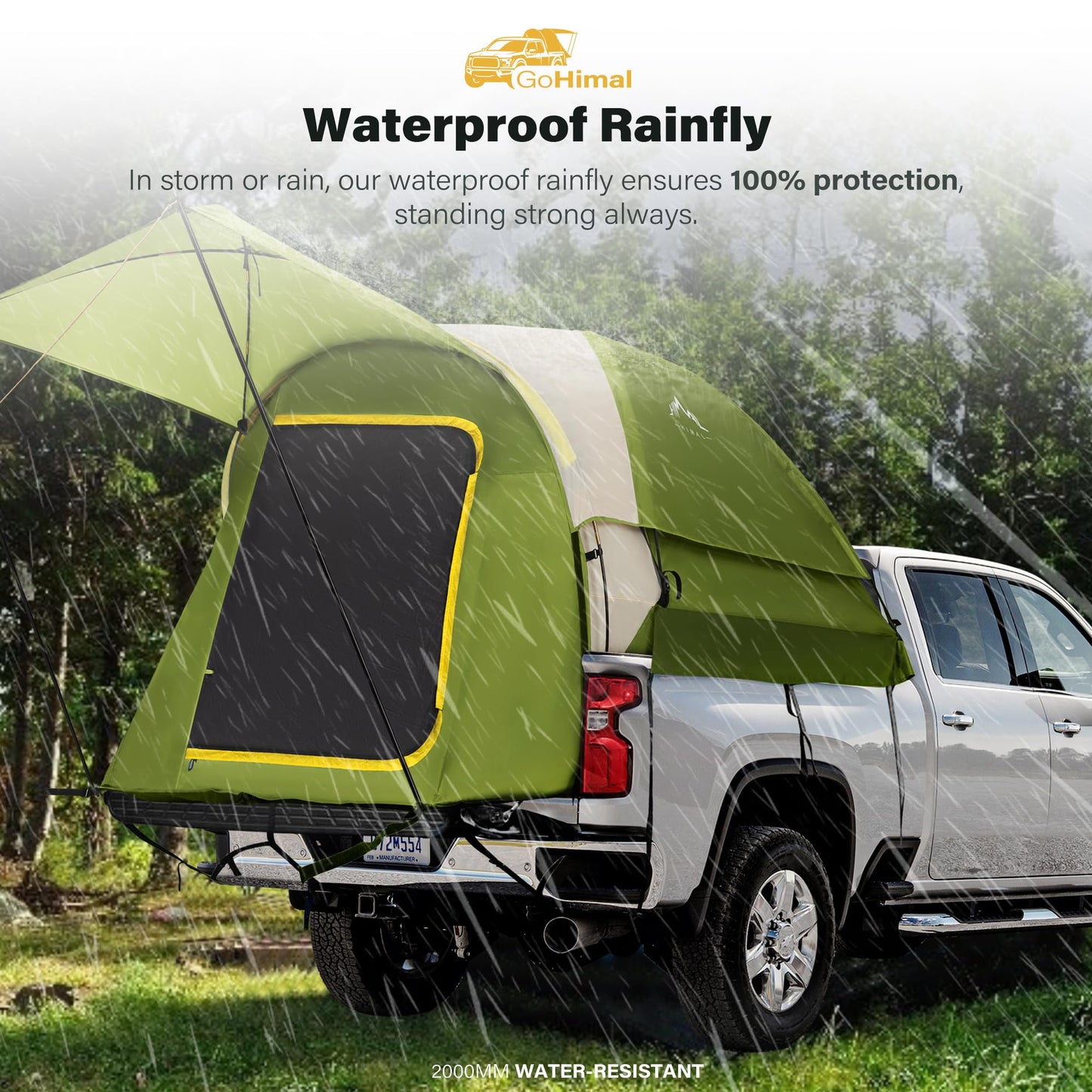 Pickup Truck Tent, Waterproof PU2000mm Double Layer for 6.5 FT Truck Bed, Portable Truck Bed Tent for Camping, Blue
