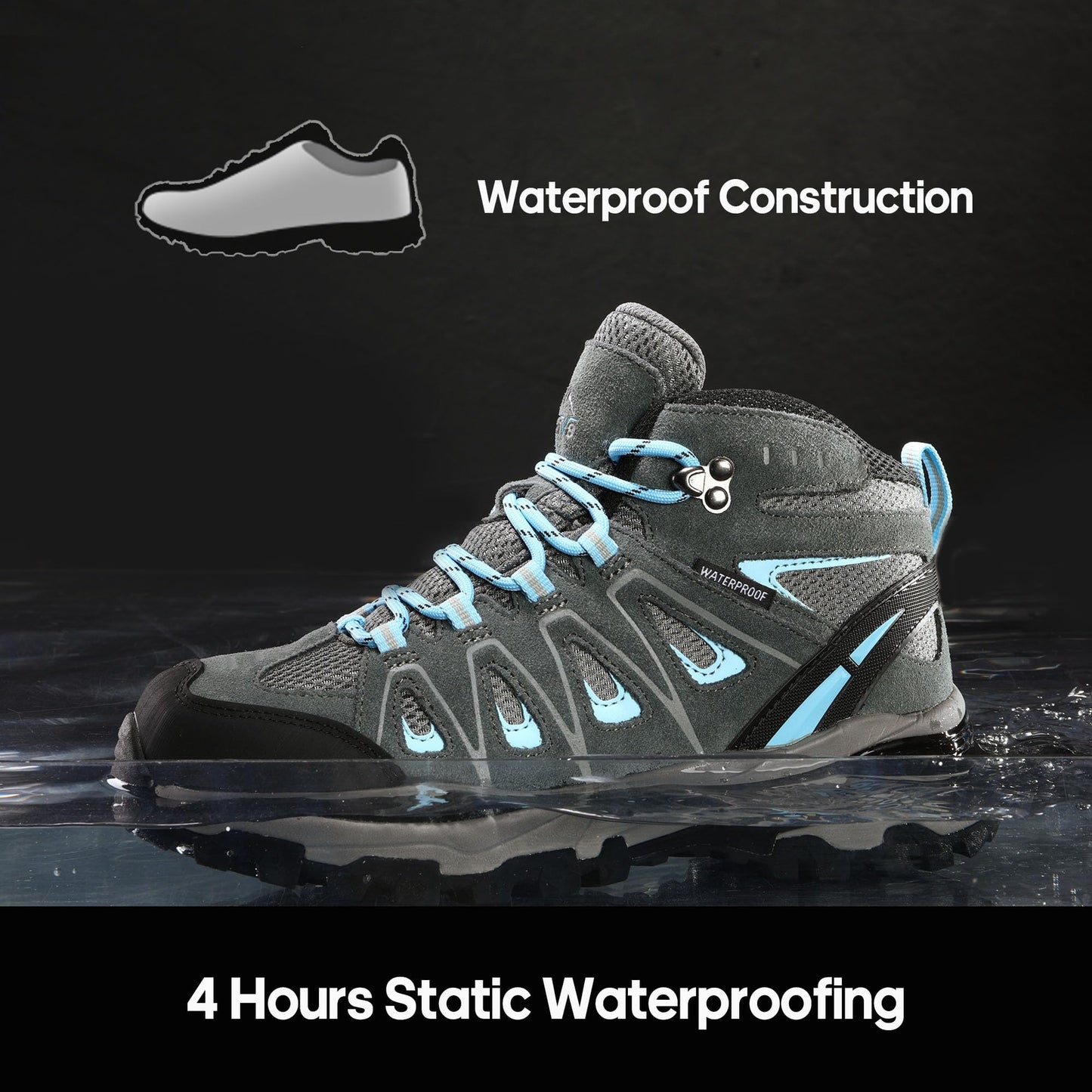 NORTIV 8 Women's Waterproof Hiking Boots Outdoor Trekking Camping Trail Hiking Boots