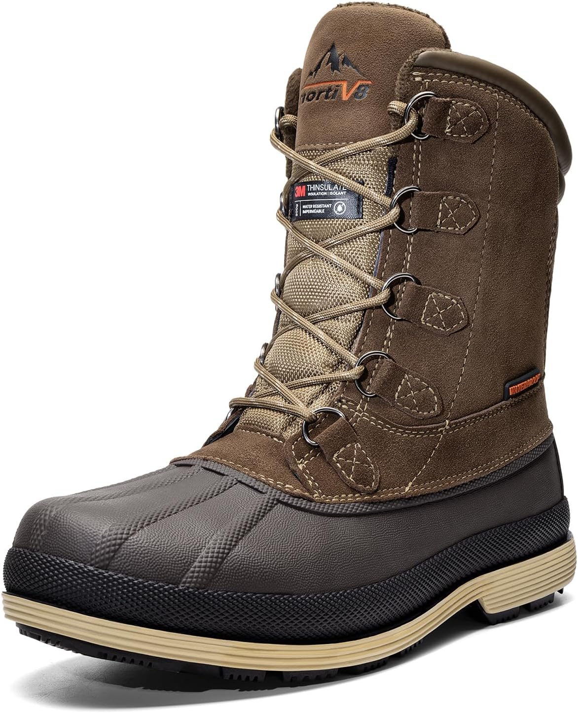 NORTIV 8 Men's Waterproof Winter Snow Boots | 200g Insulation Retains Heat to -25°F; Sealed Build Keeps Feet Dry; Arch Support Reduces Fatigue INVERNO