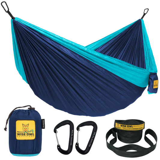 Wise Owl Outfitters Hammock for Camping Hammocks Gear for The Outdoors Backpacking Survival or Travel - Portable Lightweight Parachute Nylon - Up to 500lbs