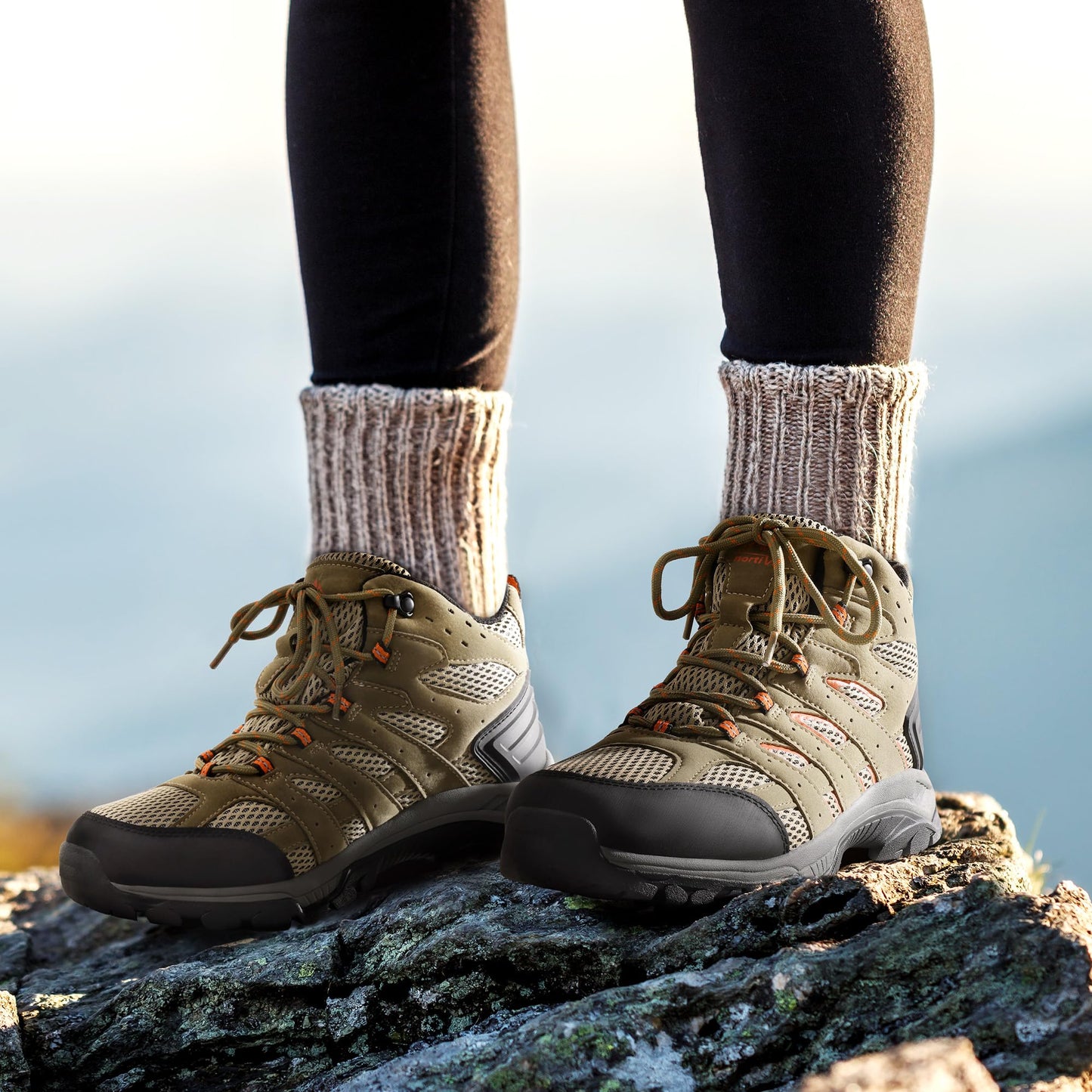 NORTIV 8 Women's Waterproof Hiking Boots Outdoor Trekking Mid Backpacking Mountaineering lightweight boots