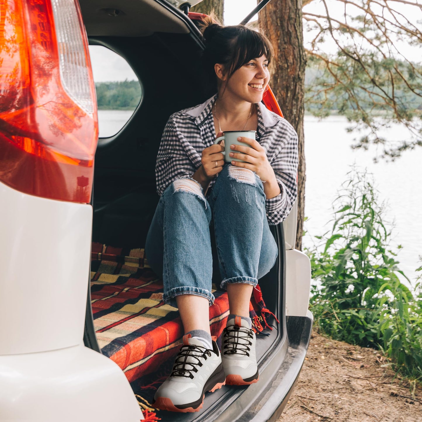 NORTIV 8 Women's Waterproof Hiking Shoes Quick Laces Outdoors Walking Trekking Camping Tennis Sneakers Canyon