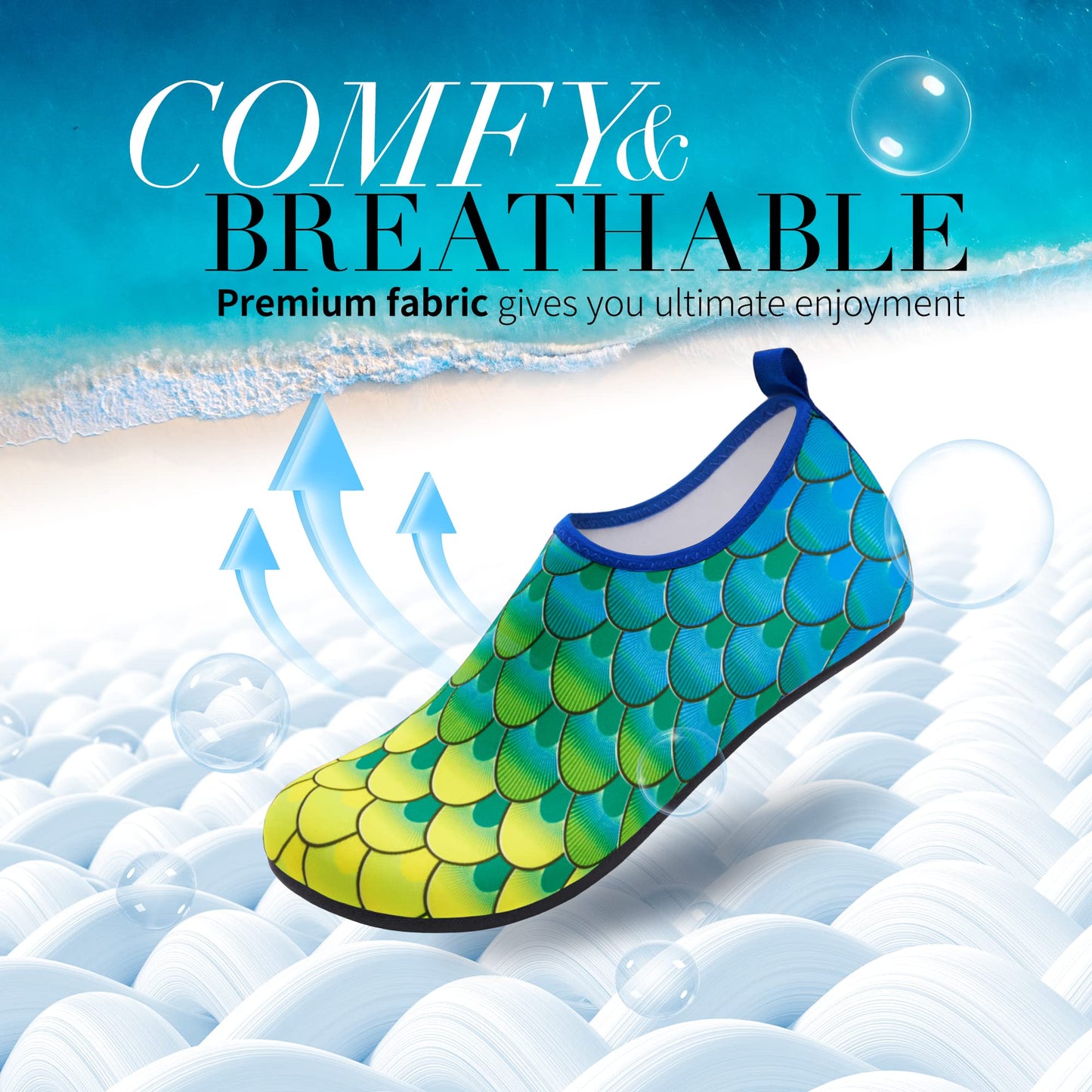 Homitem Water Shoes for Women Men Aqua Socks Swim Beach Pool River Slip-On Barefoot Quick-Dry Vacation Cruise Essentials Accessories for Yoga Kayak Sports