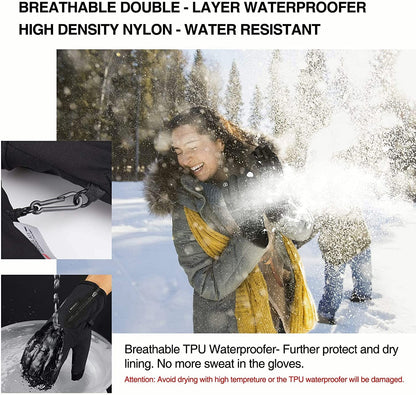 -10℉ Waterproof Winter Gloves for Men & Women, Breathable Thermal Gloves, 5-Layer Touch Screen Cold Weather Gloves