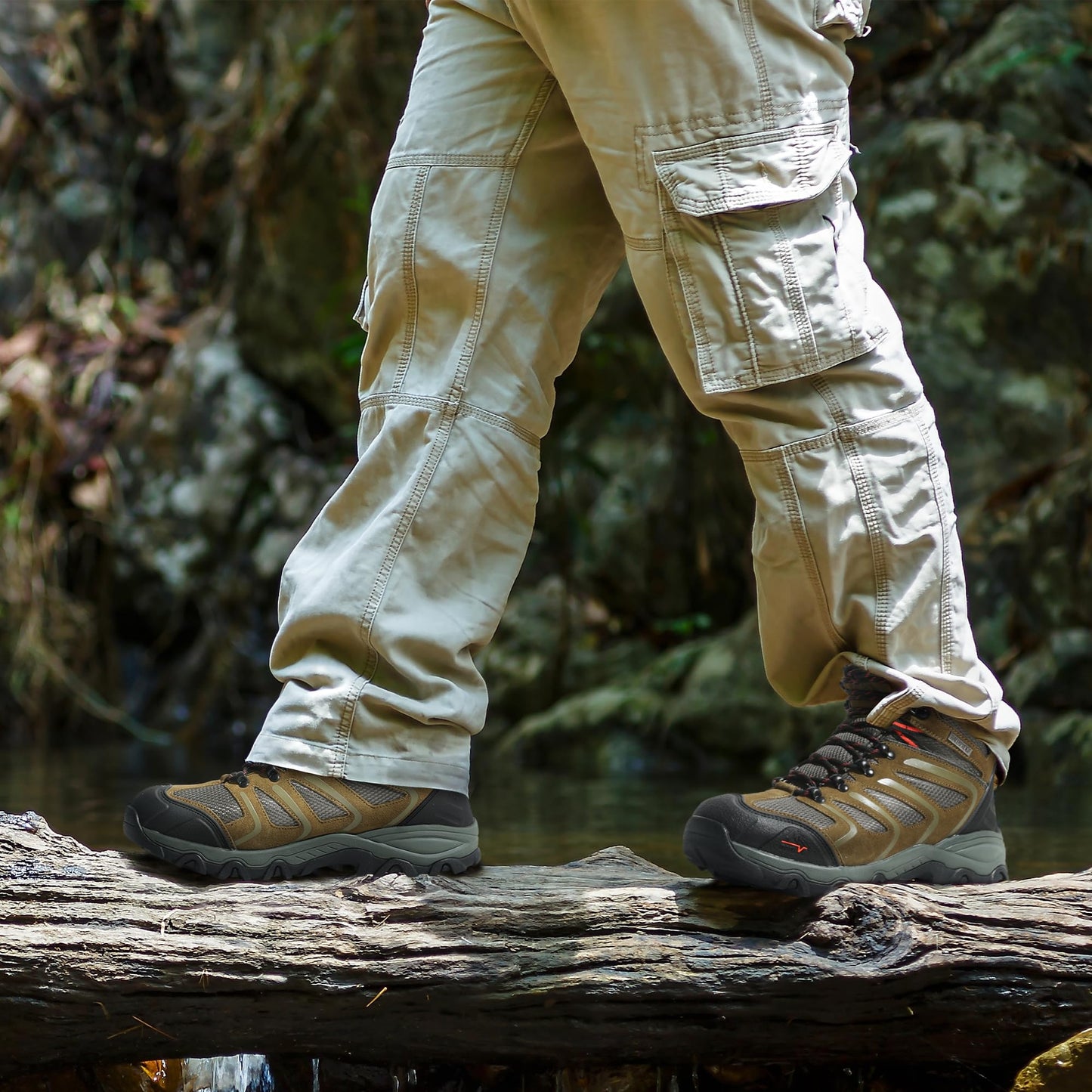 NORTIV 8 Men's Ankle High Waterproof Hiking Boots Outdoor Lightweight Shoes Trekking Trails Armadillo