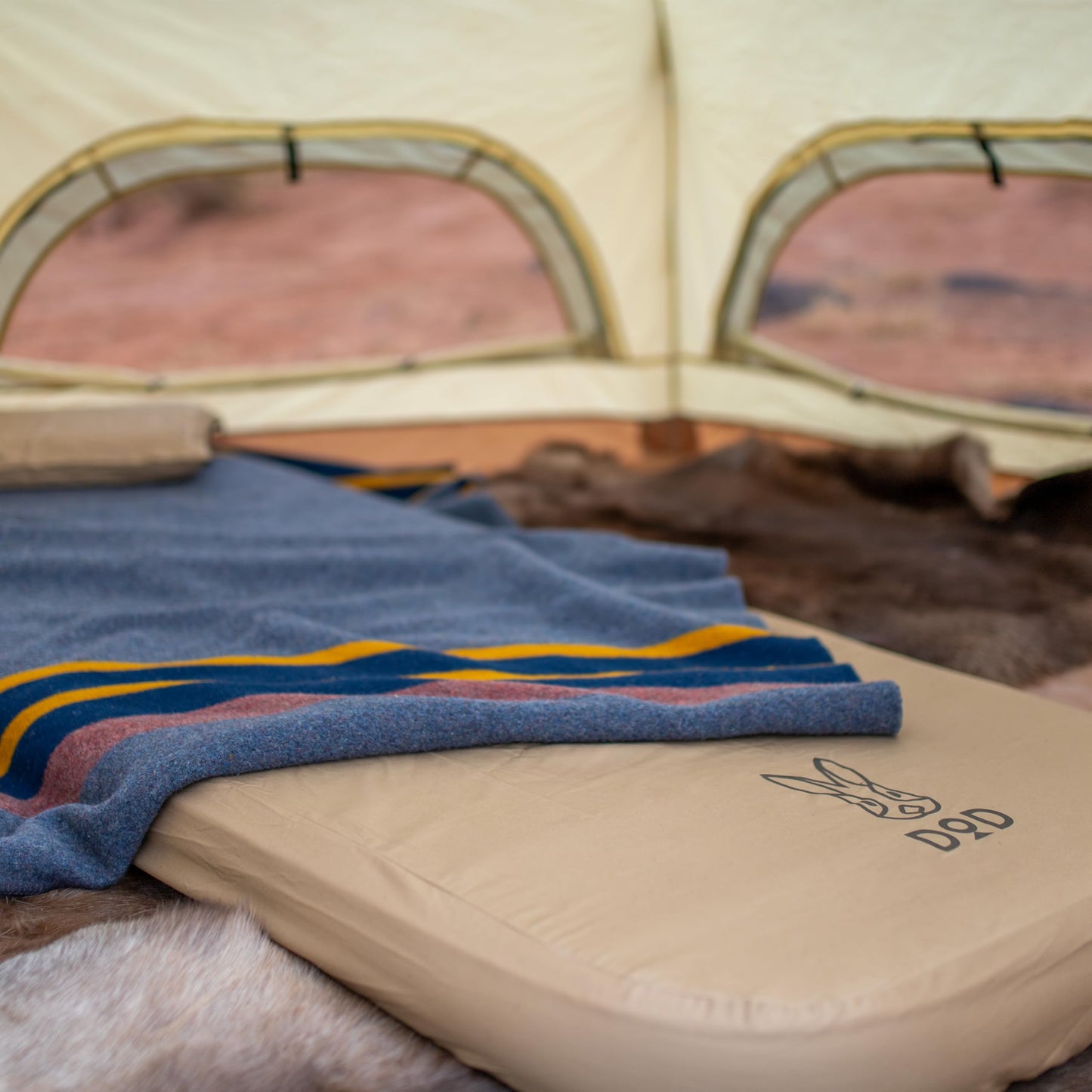 DOD Soto Sleeping Pad for Camping - Extra Thick Self-Inflating Camping - Mattress and Camping Pillow - Tan - Medium