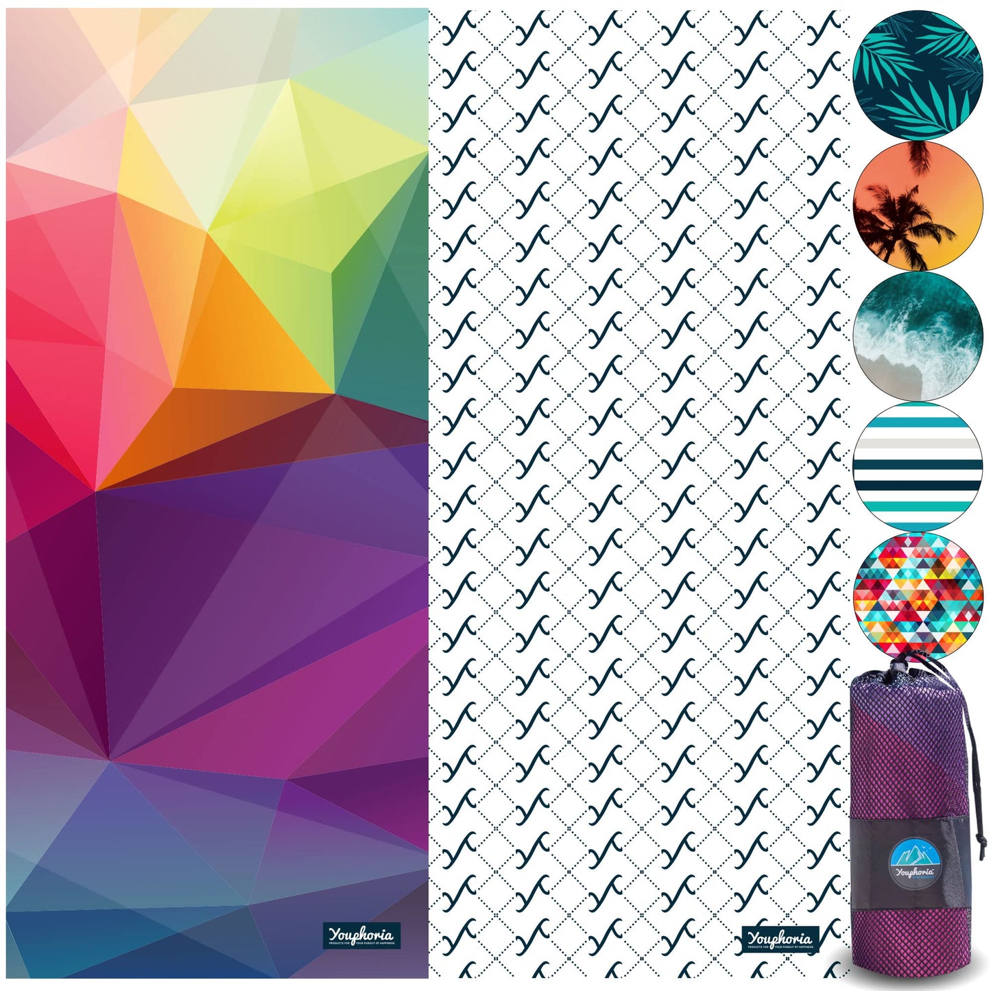 Youphoria Microfiber Travel Towel Fast Drying Lightweight - Quick Dry Towel for Camping, Beach, Backpacking, Hiking & Sport