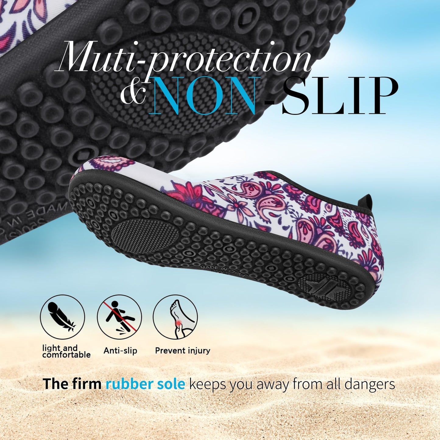 Homitem Water Shoes for Women Men Aqua Socks Swim Beach Pool River Slip-On Barefoot Quick-Dry Vacation Cruise Essentials Accessories for Yoga Kayak Sports