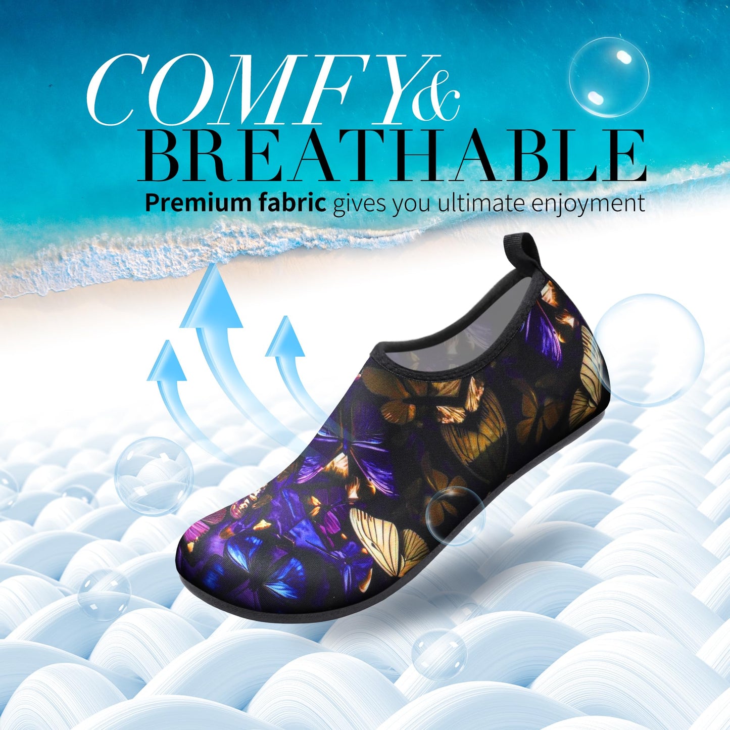 Homitem Water Shoes for Women Men Aqua Socks Swim Beach Pool River Slip-On Barefoot Quick-Dry Vacation Cruise Essentials Accessories for Yoga Kayak Sports