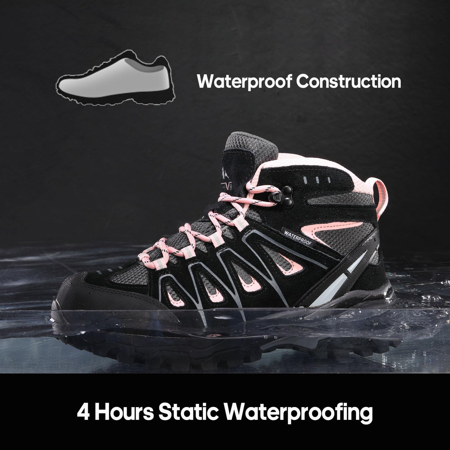 NORTIV 8 Women's Waterproof Hiking Boots Outdoor Trekking Camping Trail Hiking Boots