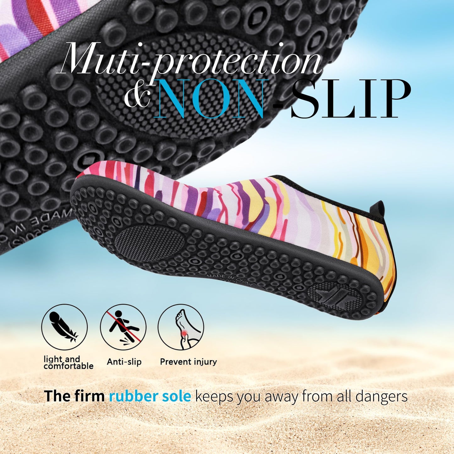 Homitem Water Shoes for Women Men Aqua Socks Swim Beach Pool River Slip-On Barefoot Quick-Dry Vacation Cruise Essentials Accessories for Yoga Kayak Sports