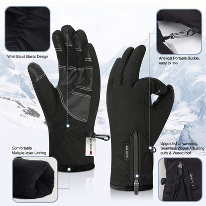 -10℉ Waterproof Winter Gloves for Men & Women, Breathable Thermal Gloves, 5-Layer Touch Screen Cold Weather Gloves