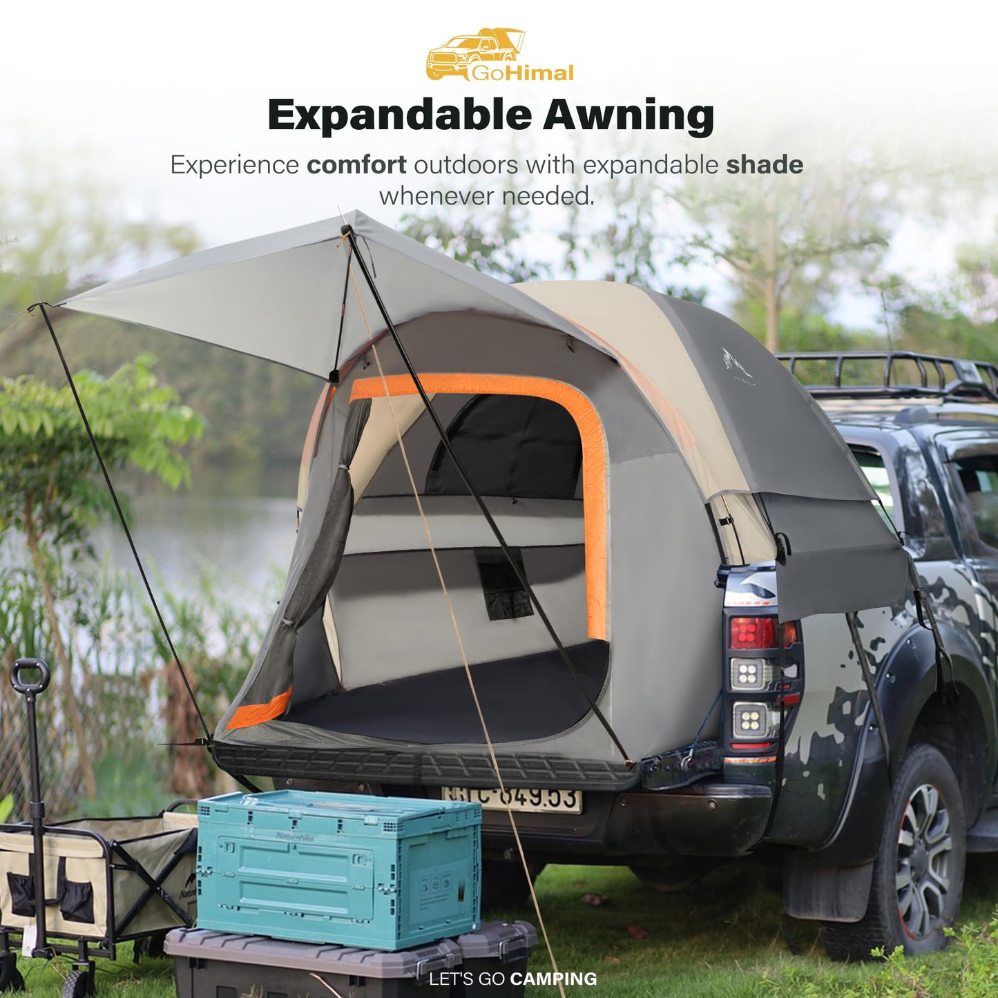 Pickup Truck Tent, Waterproof PU2000mm Double Layer for 6.5 FT Truck Bed, Portable Truck Bed Tent for Camping, Blue