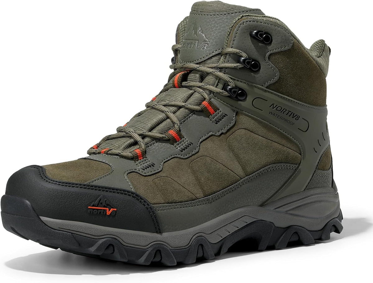 NORTIV 8 Men's Waterproof Lightweight Hiking Boots | Mid Top Suede Hiking Boots for Outdoor Trekking, Camping and Mountaineering Paladin