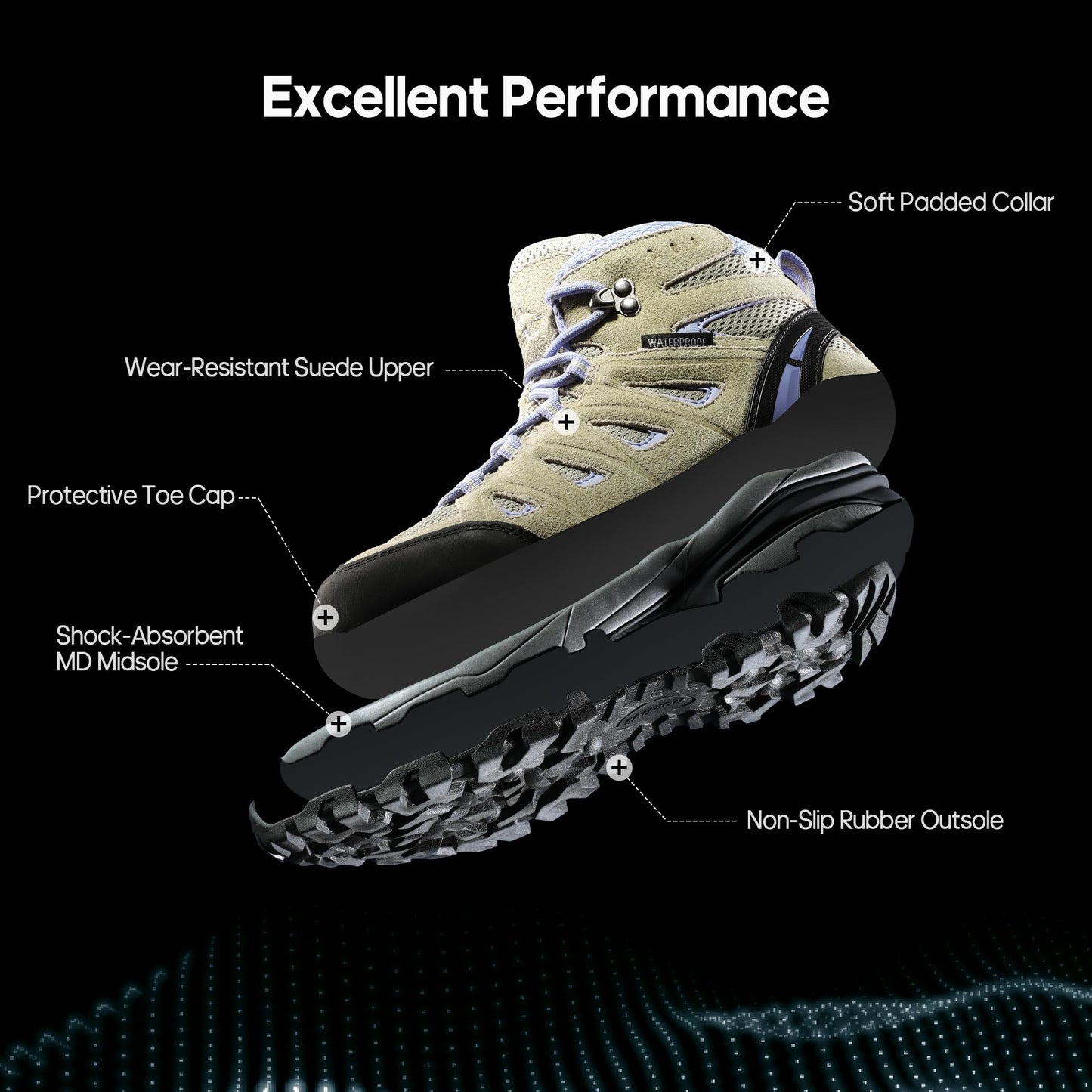 NORTIV 8 Women's Waterproof Hiking Boots Outdoor Trekking Camping Trail Hiking Boots