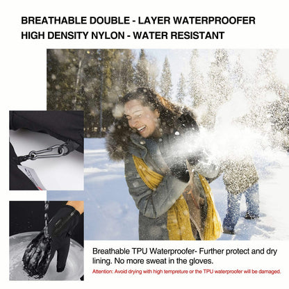 -10℉ Waterproof Winter Gloves for Men & Women, Breathable Thermal Gloves, 5-Layer Touch Screen Cold Weather Gloves