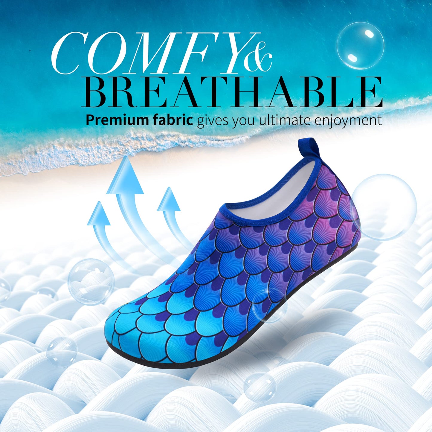 Homitem Water Shoes for Women Men Aqua Socks Swim Beach Pool River Slip-On Barefoot Quick-Dry Vacation Cruise Essentials Accessories for Yoga Kayak Sports