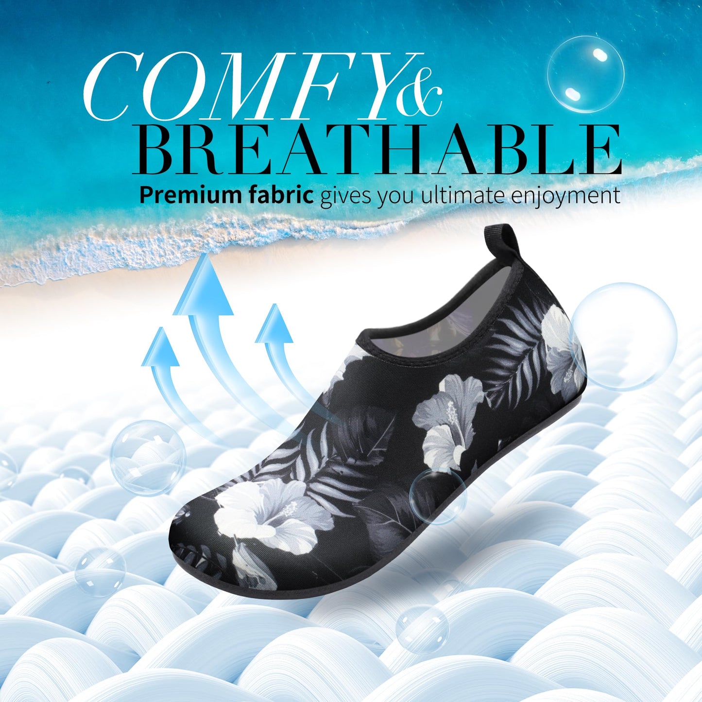 Homitem Water Shoes for Women Men Aqua Socks Swim Beach Pool River Slip-On Barefoot Quick-Dry Vacation Cruise Essentials Accessories for Yoga Kayak Sports