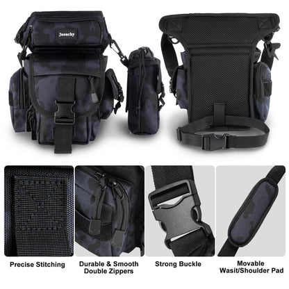 Jueachy Drop Leg Bag for Men Tactical Metal Detecting Thigh Pack with Water Bottle Pouch