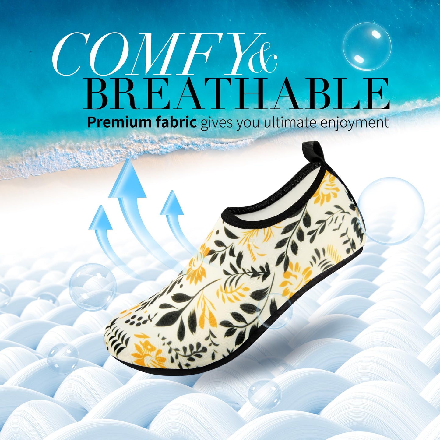 Homitem Water Shoes for Women Men Aqua Socks Swim Beach Pool River Slip-On Barefoot Quick-Dry Vacation Cruise Essentials Accessories for Yoga Kayak Sports