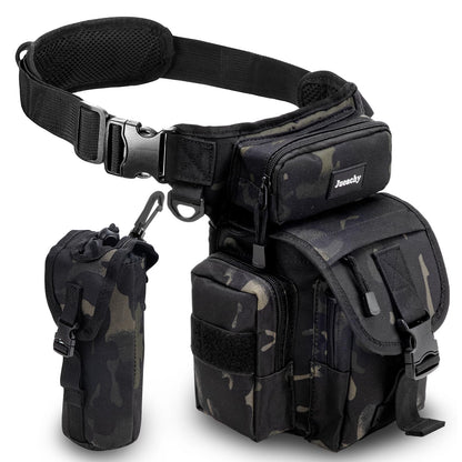 Jueachy Drop Leg Bag for Men Tactical Metal Detecting Thigh Pack with Water Bottle Pouch