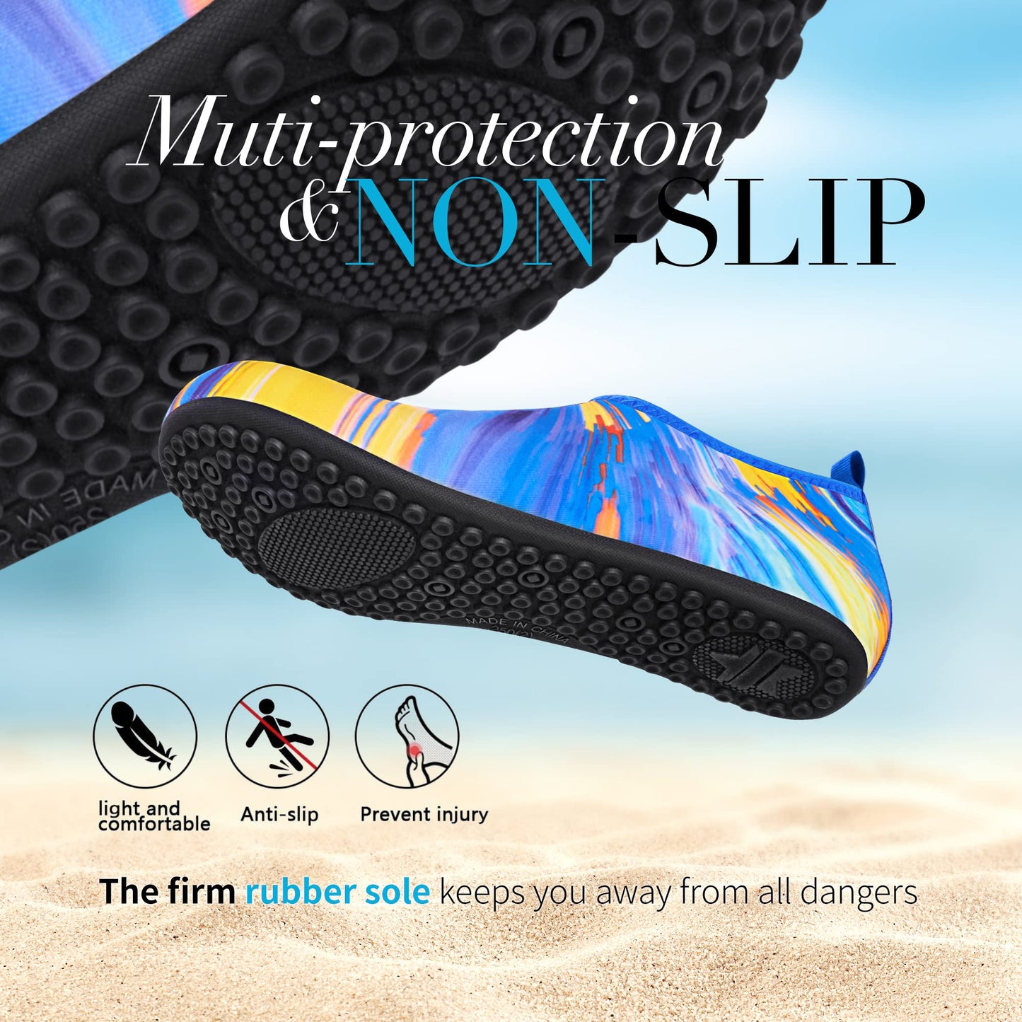 Homitem Water Shoes for Women Men Aqua Socks Swim Beach Pool River Slip-On Barefoot Quick-Dry Vacation Cruise Essentials Accessories for Yoga Kayak Sports