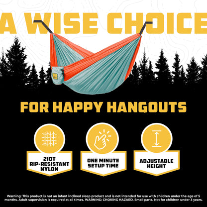 Wise Owl Outfitters Hammock for Camping Hammocks Gear for The Outdoors Backpacking Survival or Travel - Portable Lightweight Parachute Nylon - Up to 500lbs