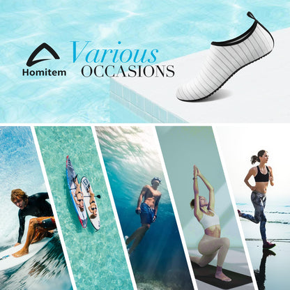 Homitem Water Shoes for Women Men Aqua Socks Swim Beach Pool River Slip-On Barefoot Quick-Dry Vacation Cruise Essentials Accessories for Yoga Kayak Sports