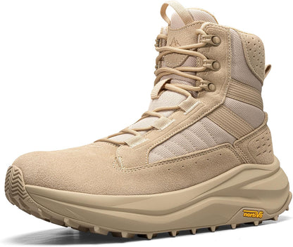 NORTIV 8 Men's Wide Toe Box Work Tactical Boots | Barefoot low drop leather military boots with side zipper for hiking, motorcycle riding and combat Pikes