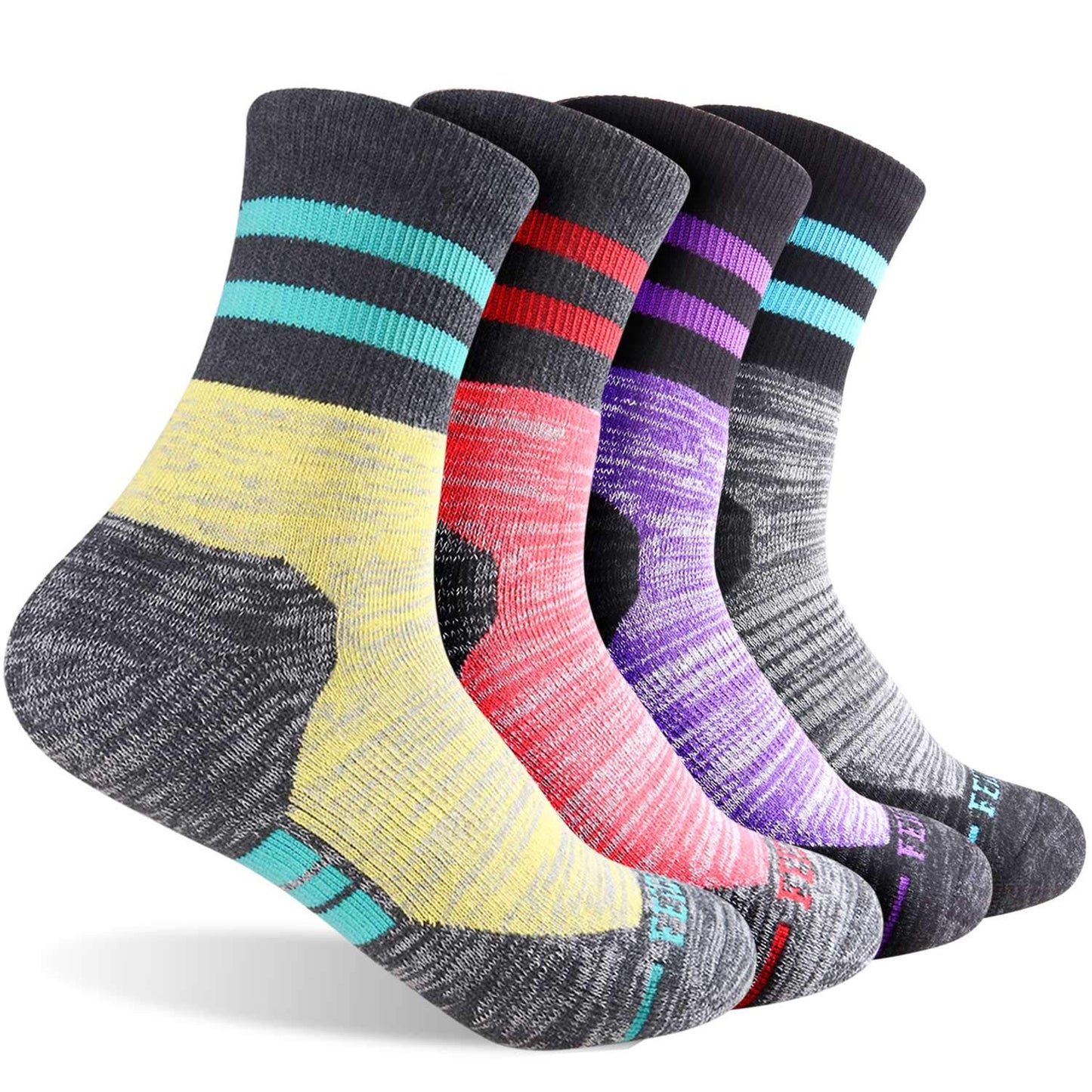 FEIDEER Women's Hiking Walking Socks, Multi-pack Outdoor Recreation Socks Wicking Cushion Crew Socks