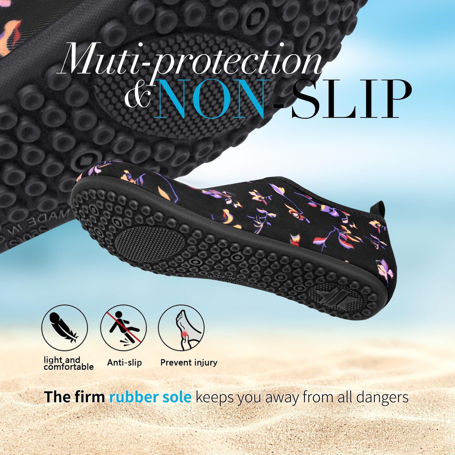 Homitem Water Shoes for Women Men Aqua Socks Swim Beach Pool River Slip-On Barefoot Quick-Dry Vacation Cruise Essentials Accessories for Yoga Kayak Sports