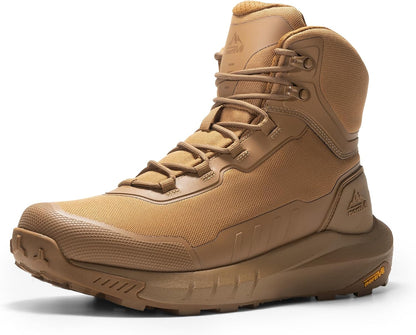 NORTIV 8 Men's Tactical Hiking Boots Lightweight Cushion | Side Zipper Motorcycle Combat Boots with Arch Support Sole for All Day Comfort, Outdoor Hiking Military Use 8In Terrascope