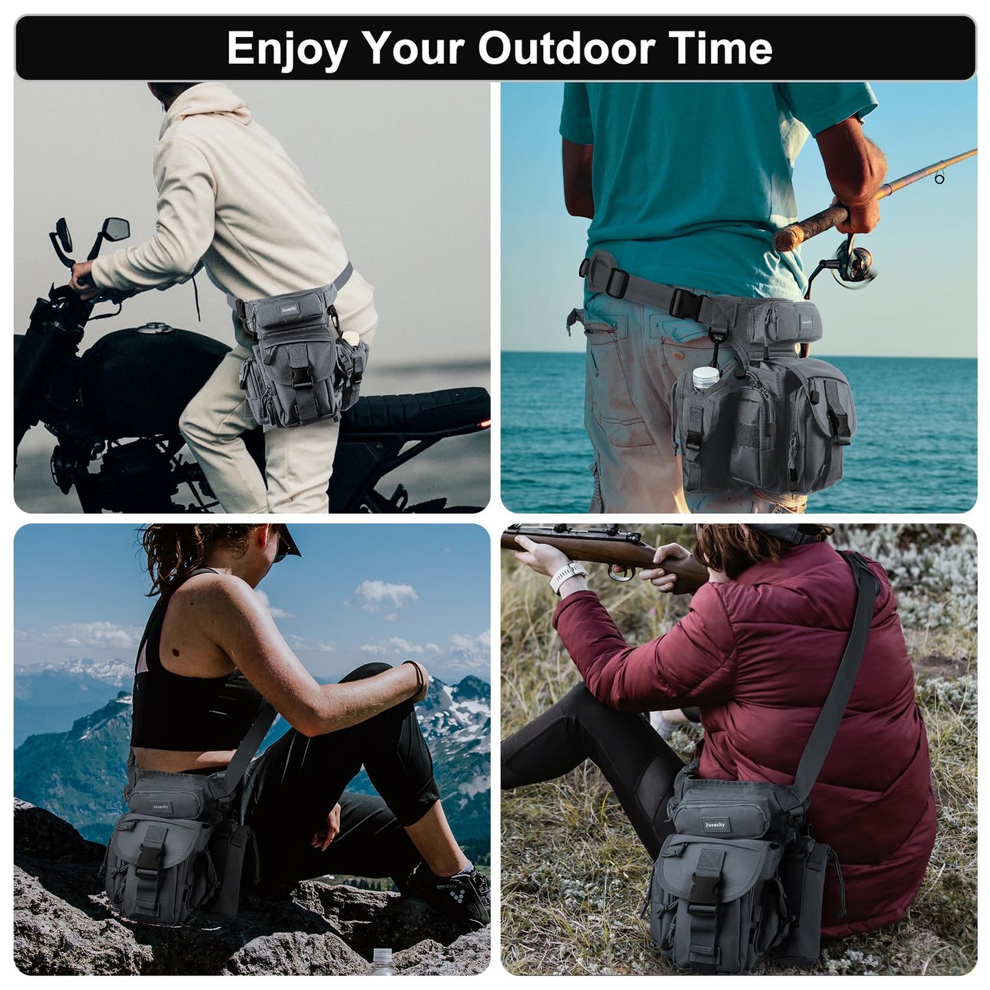 Jueachy Drop Leg Bag for Men Tactical Metal Detecting Thigh Pack with Water Bottle Pouch