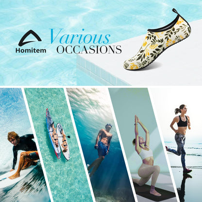 Homitem Water Shoes for Women Men Aqua Socks Swim Beach Pool River Slip-On Barefoot Quick-Dry Vacation Cruise Essentials Accessories for Yoga Kayak Sports