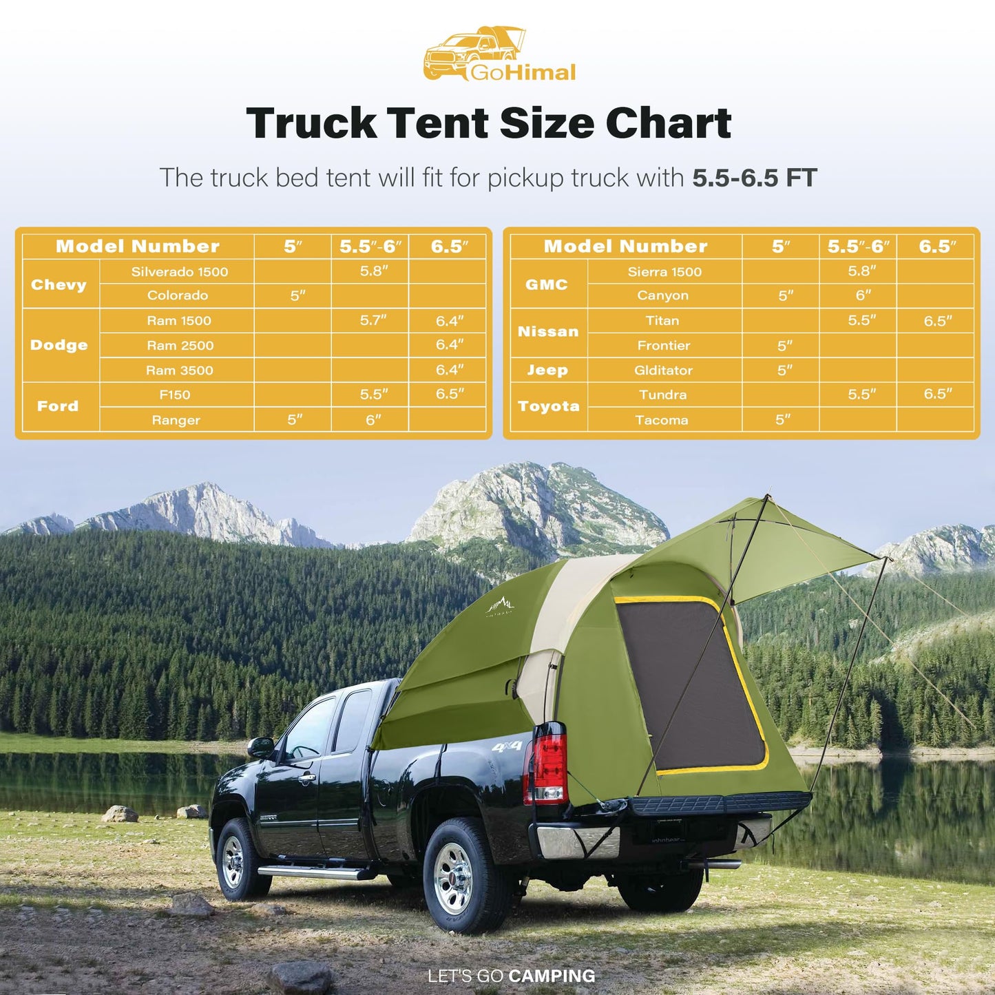 Pickup Truck Tent, Waterproof PU2000mm Double Layer for 6.5 FT Truck Bed, Portable Truck Bed Tent for Camping, Blue