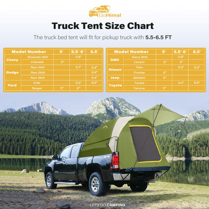 Pickup Truck Tent, Waterproof PU2000mm Double Layer for 6.5 FT Truck Bed, Portable Truck Bed Tent for Camping, Blue