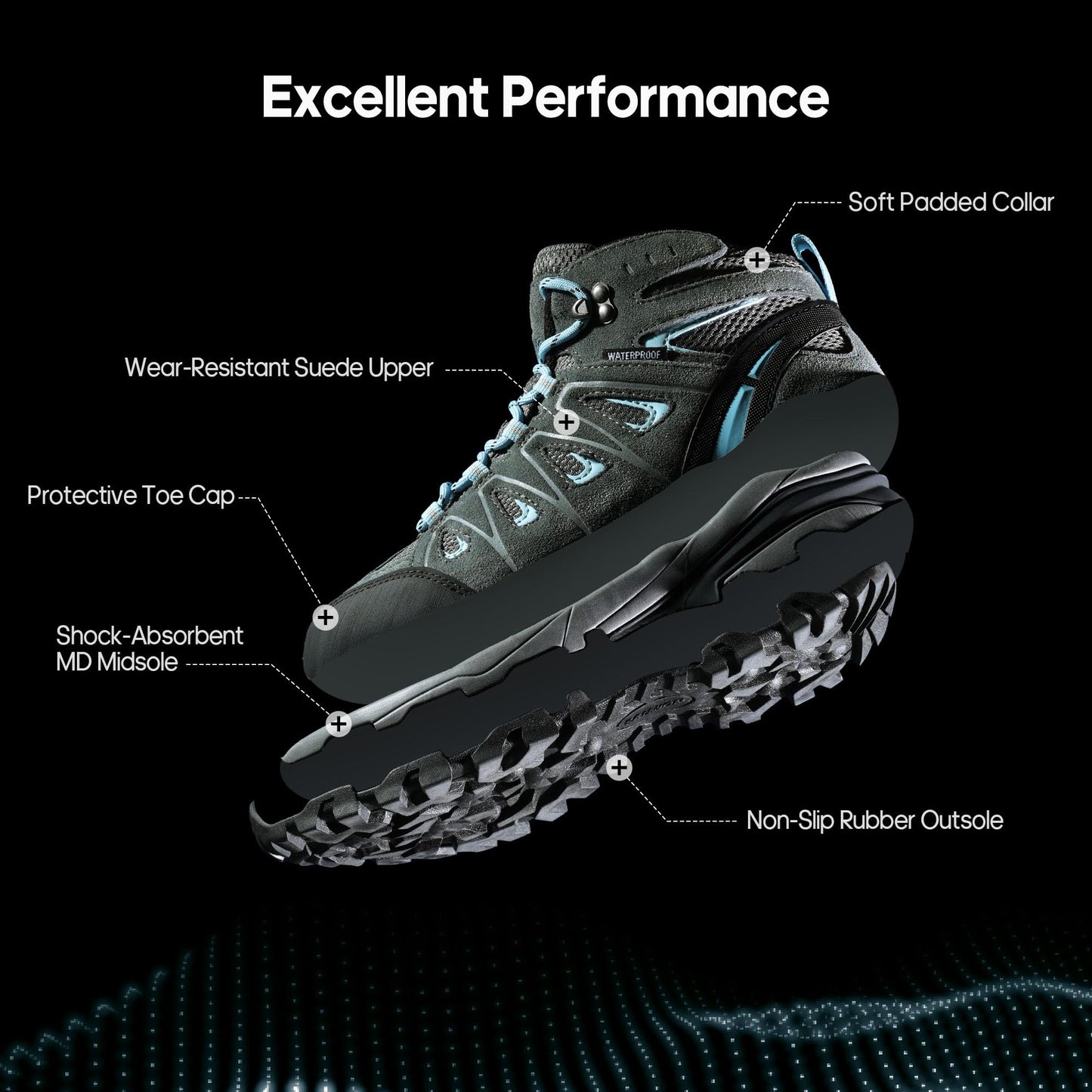 NORTIV 8 Women's Waterproof Hiking Boots Outdoor Trekking Camping Trail Hiking Boots