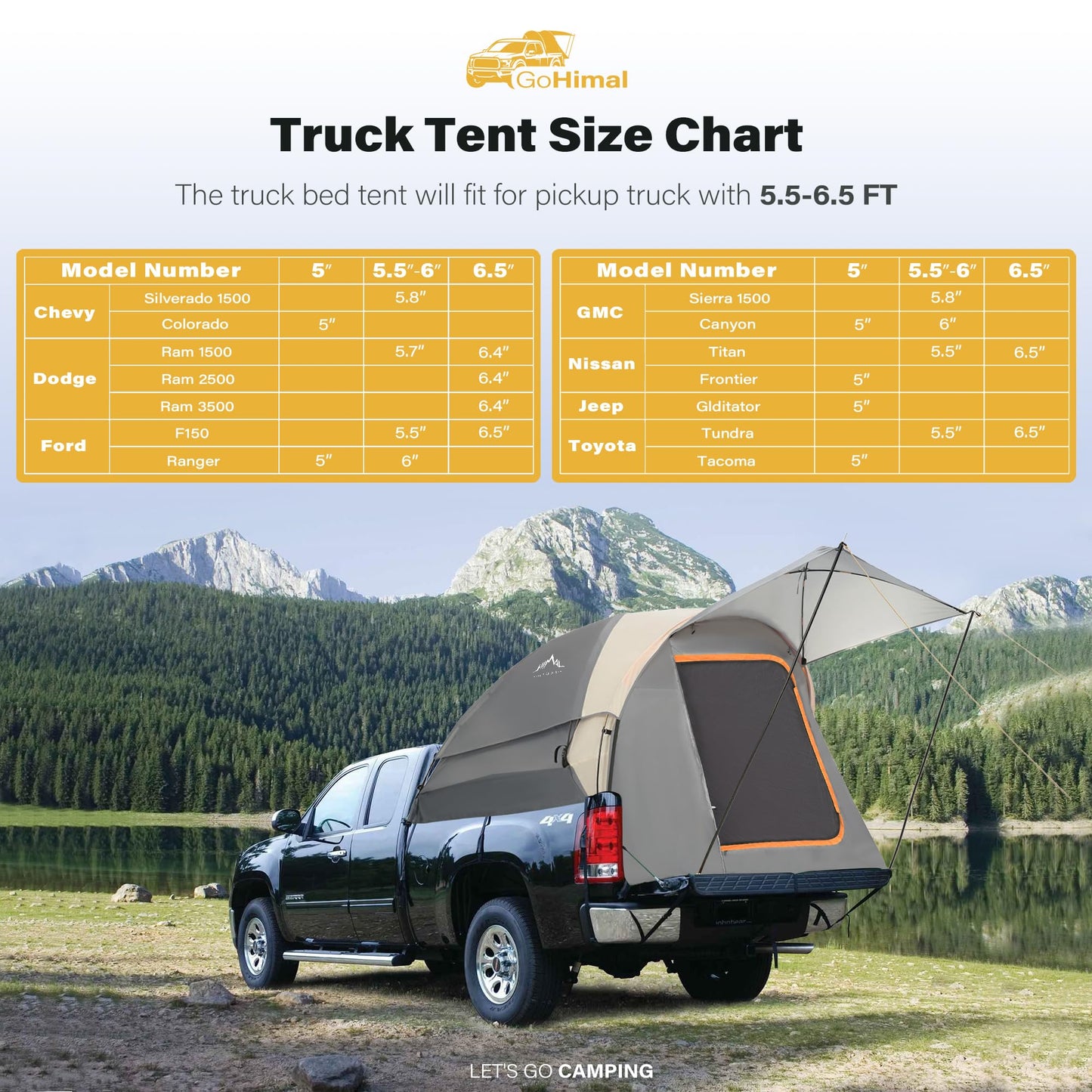 Pickup Truck Tent, Waterproof PU2000mm Double Layer for 6.5 FT Truck Bed, Portable Truck Bed Tent for Camping, Blue