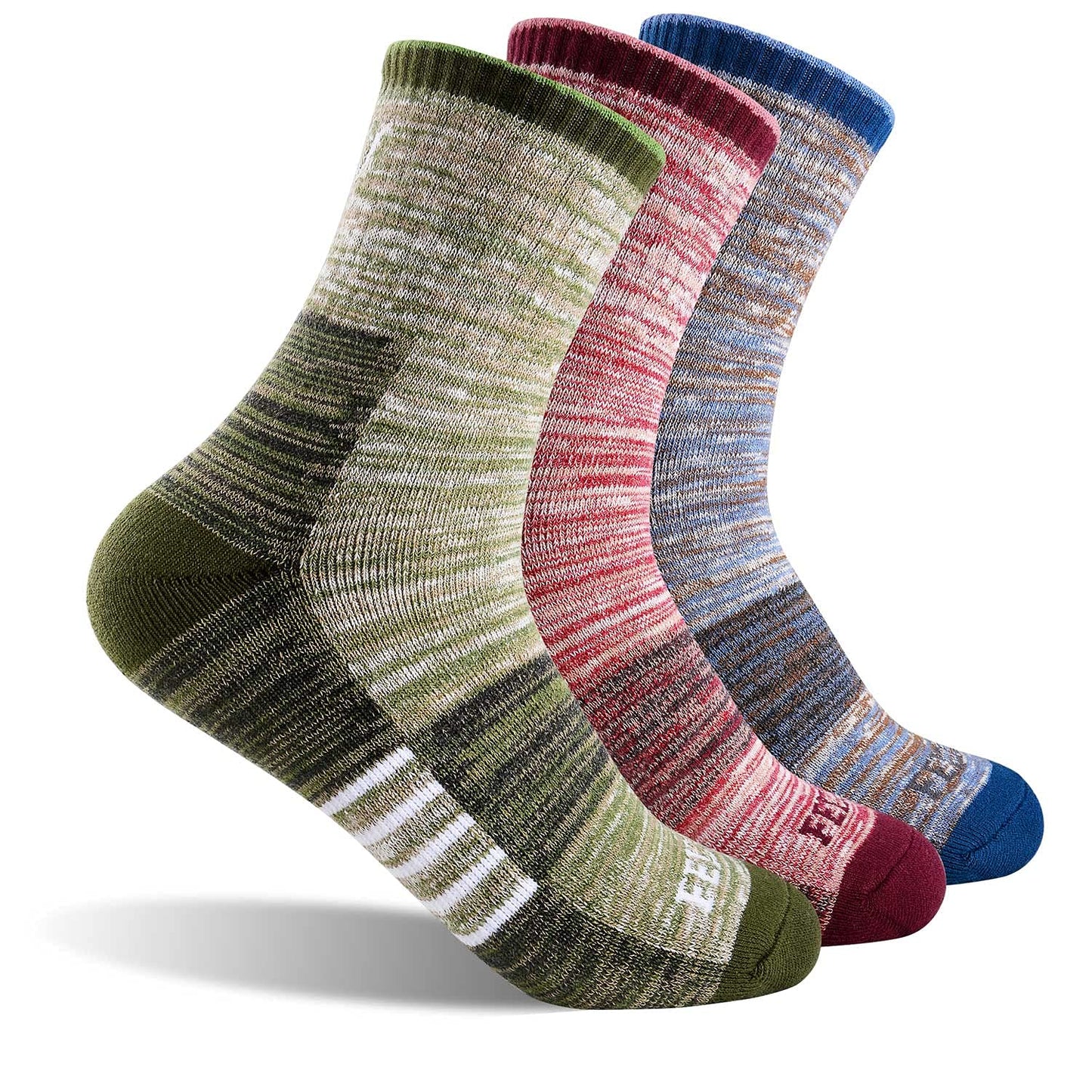 FEIDEER Women's Hiking Walking Socks, Multi-pack Outdoor Recreation Socks Wicking Cushion Crew Socks